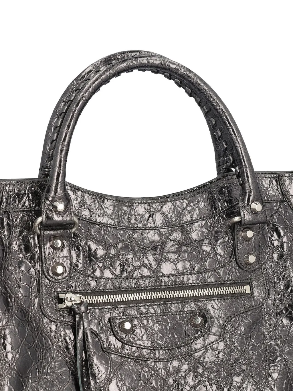 Metallic Embossed Top Handle Bag