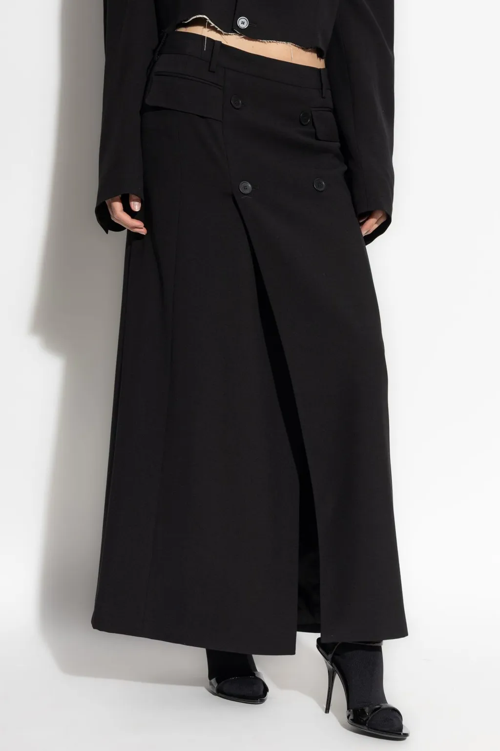 Decorative Buttons Maxi Skirt