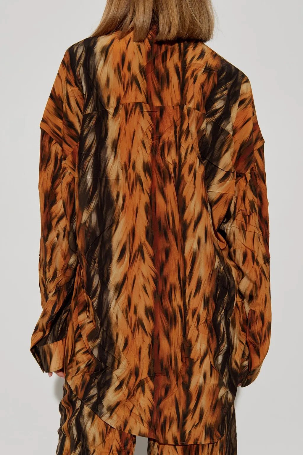 Fur Print Collared Long-Sleeve Shirt