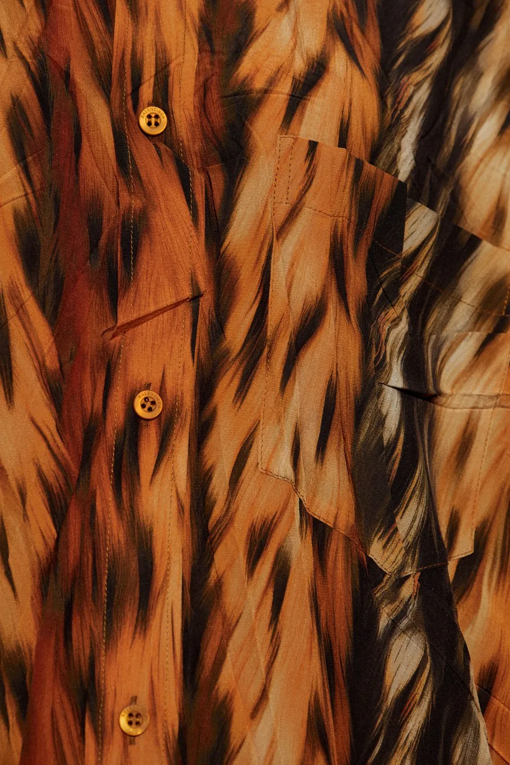 Fur Print Collared Long-Sleeve Shirt