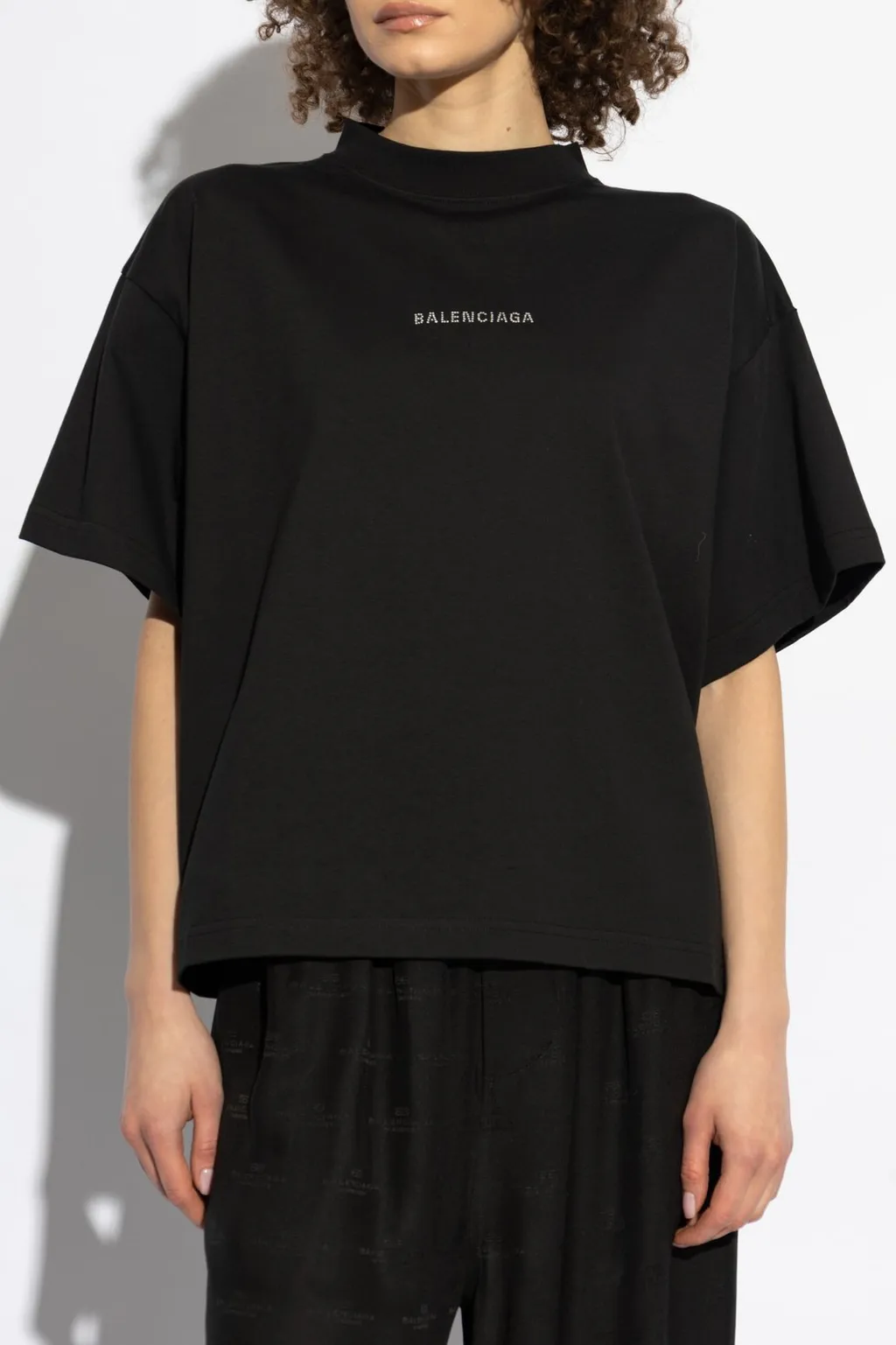 Logo Embellished Mockneck T-Shirt