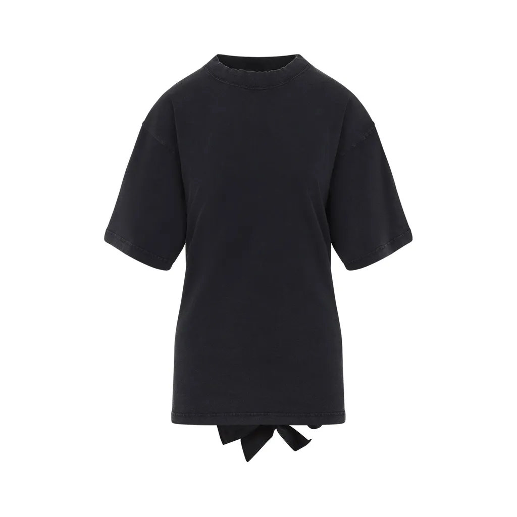 Lace-Up Back Crewneck T-Shirt