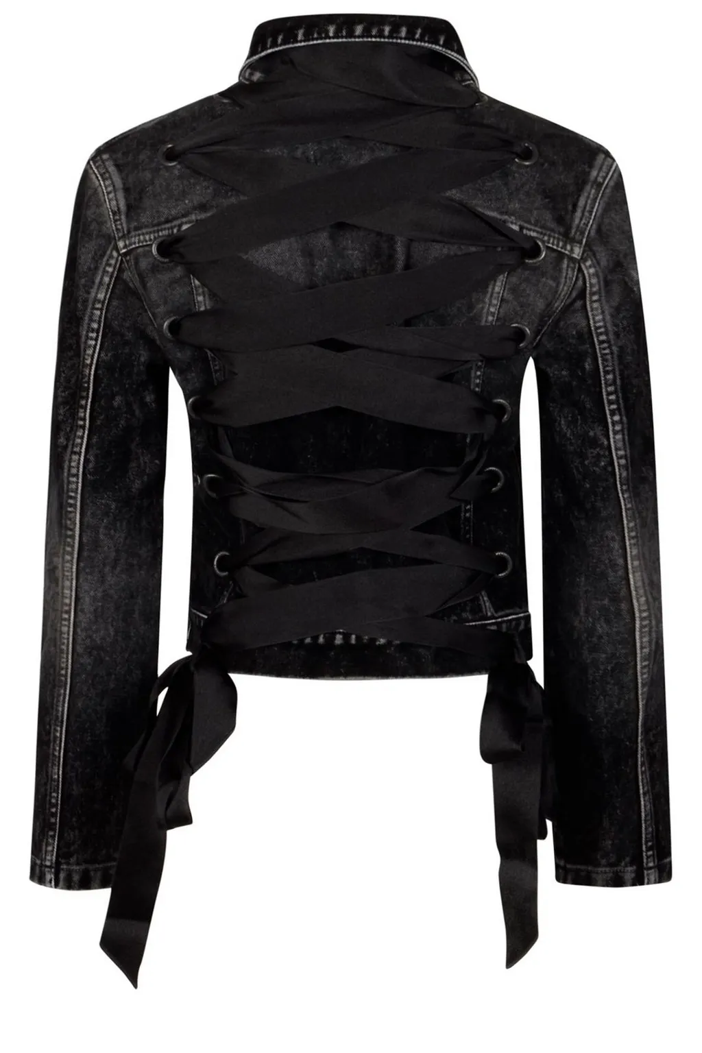 Lace-Up Denim Jacket