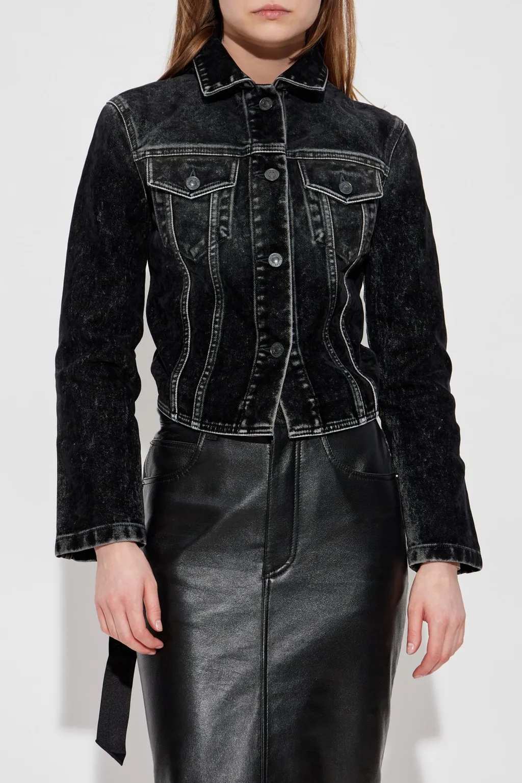 Lace-Up Denim Jacket
