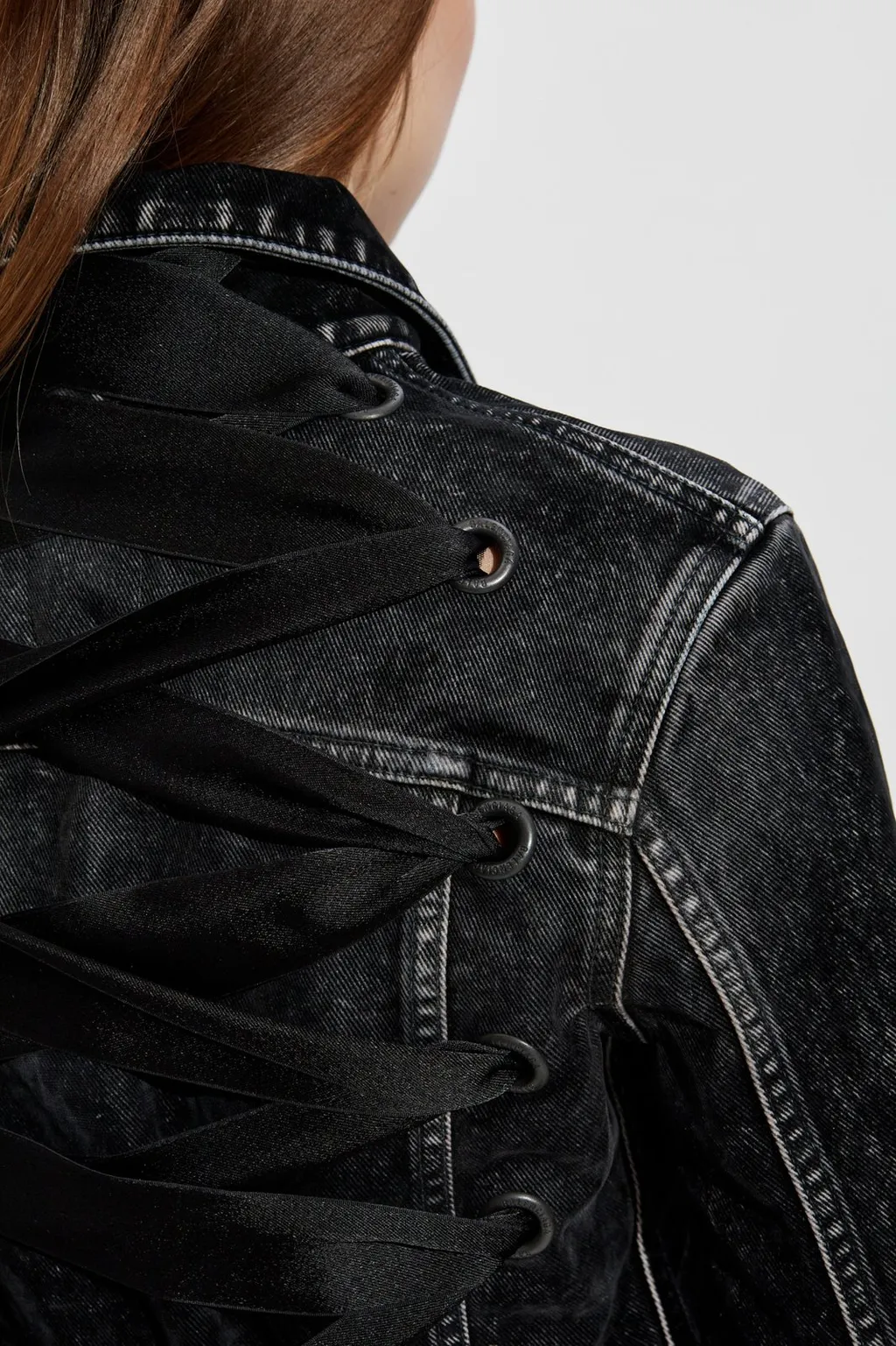 Lace-Up Denim Jacket