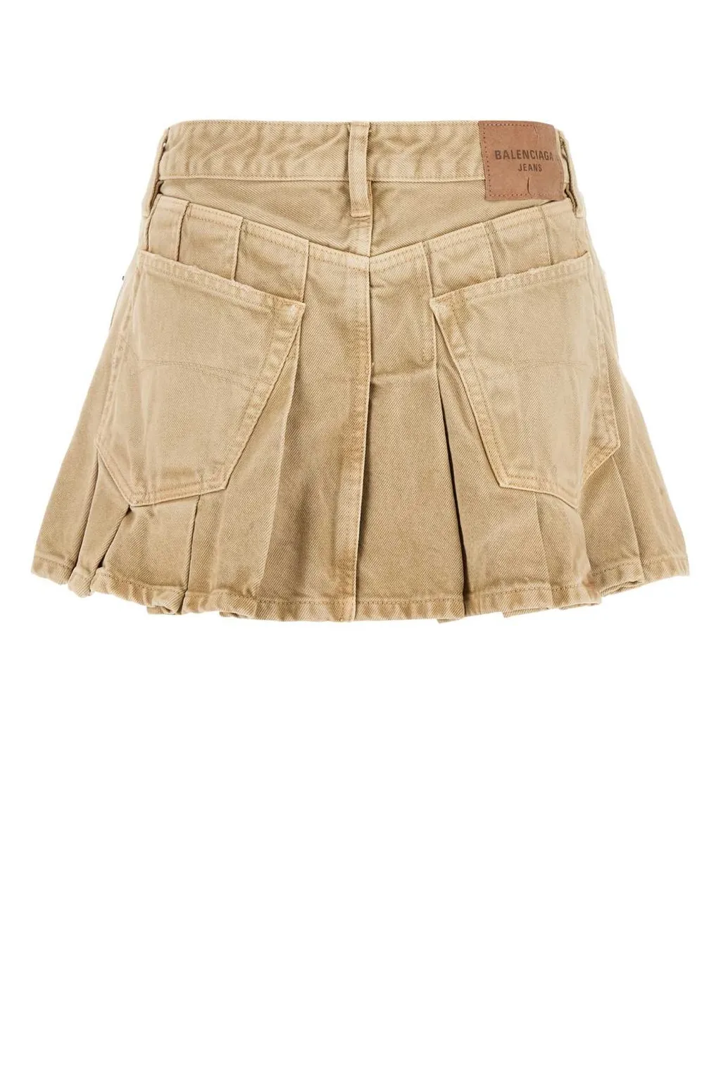 Pleated Denim Mini Skirt