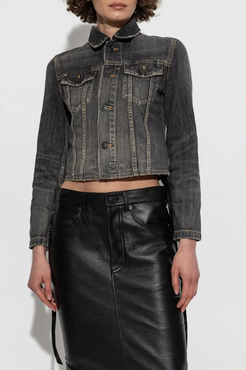 Lace-Up Denim Jacket
