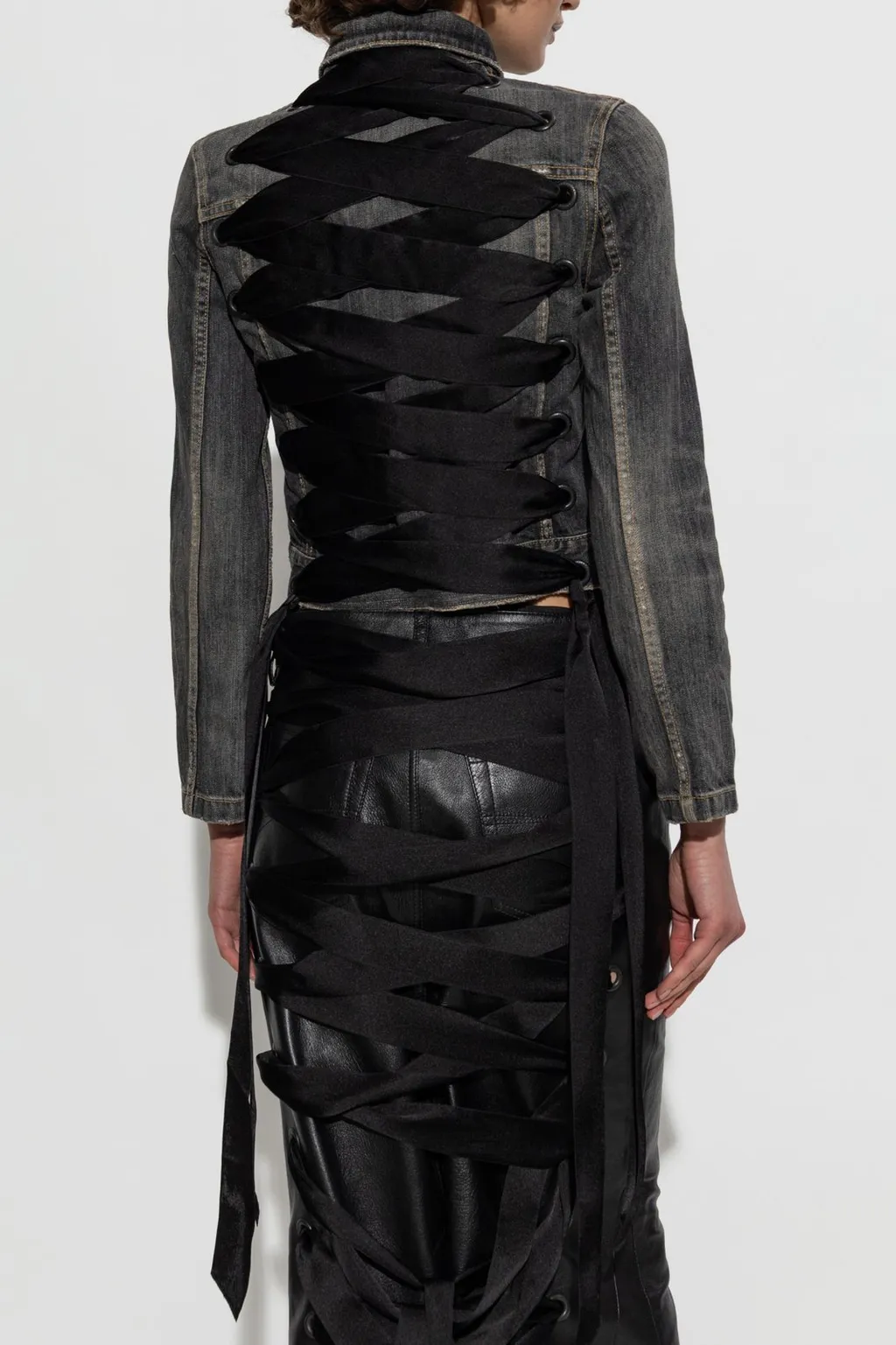 Lace-Up Denim Jacket