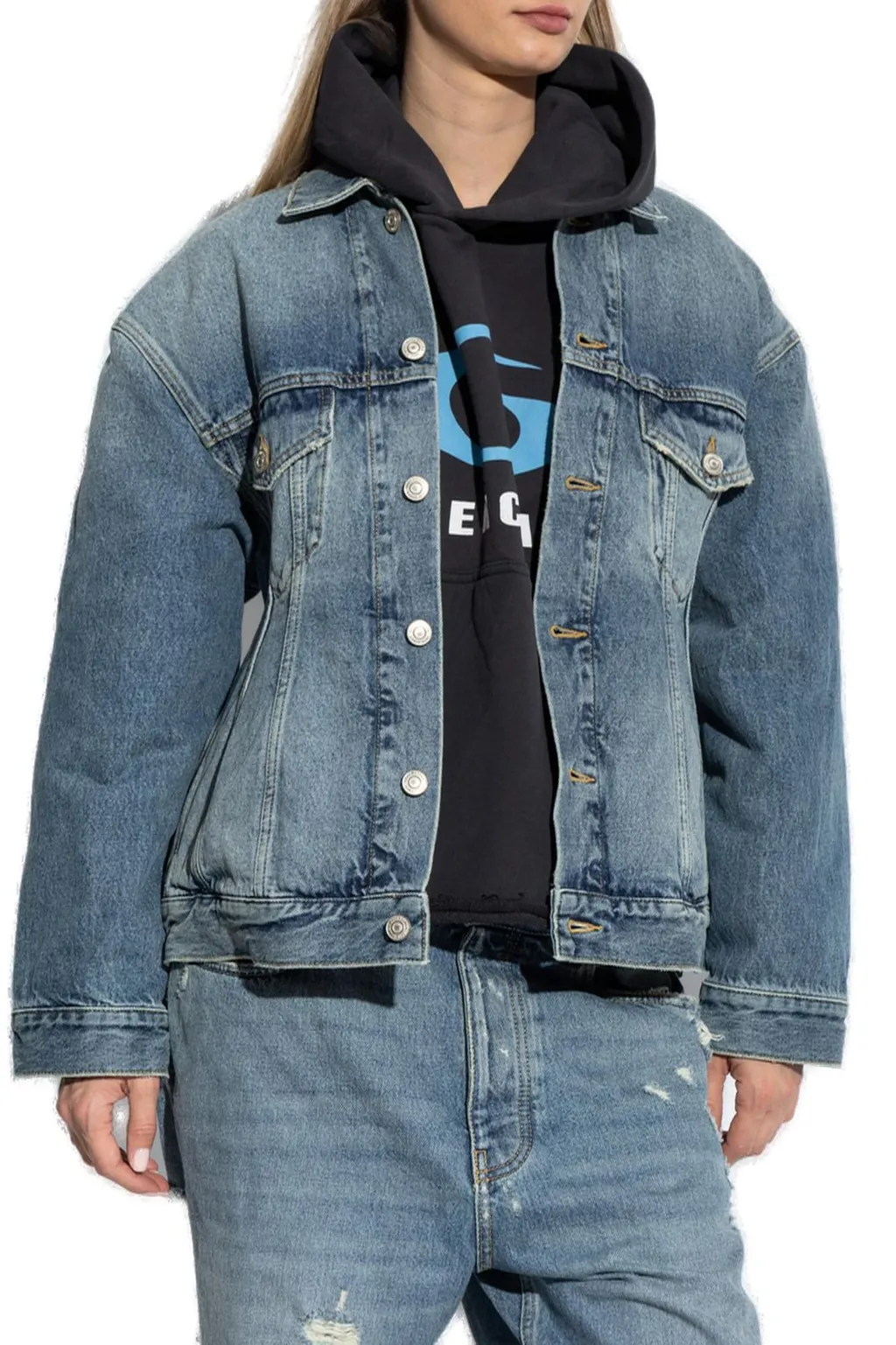 Collared Button-Up Denim Jacket