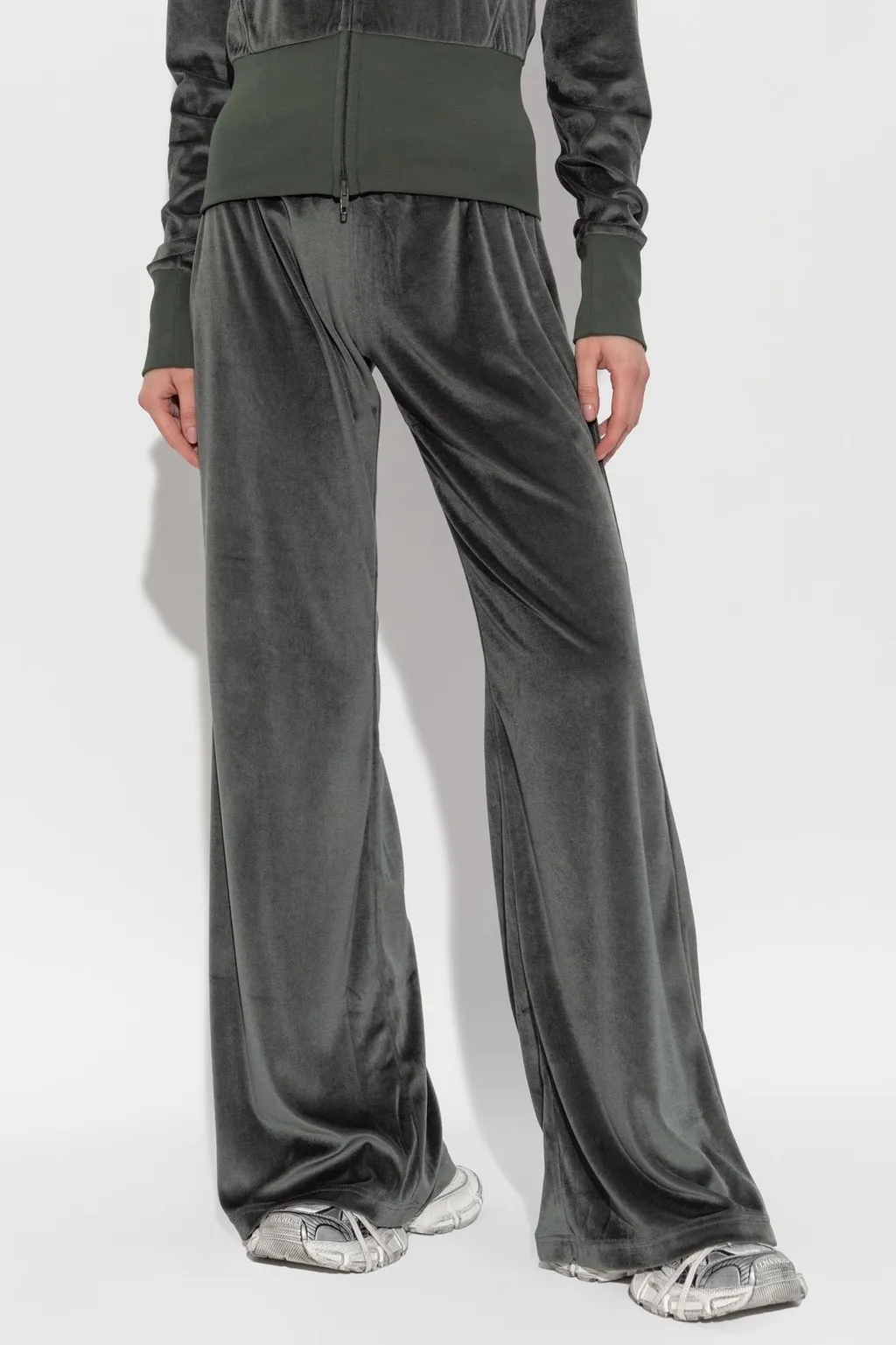 Velvet Flared-Leg Pants