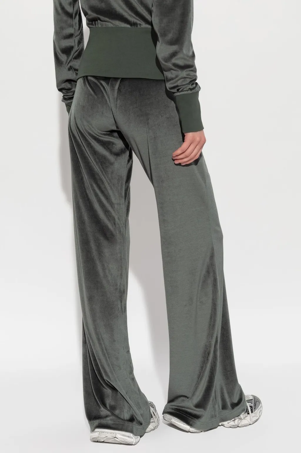 Velvet Flared-Leg Pants