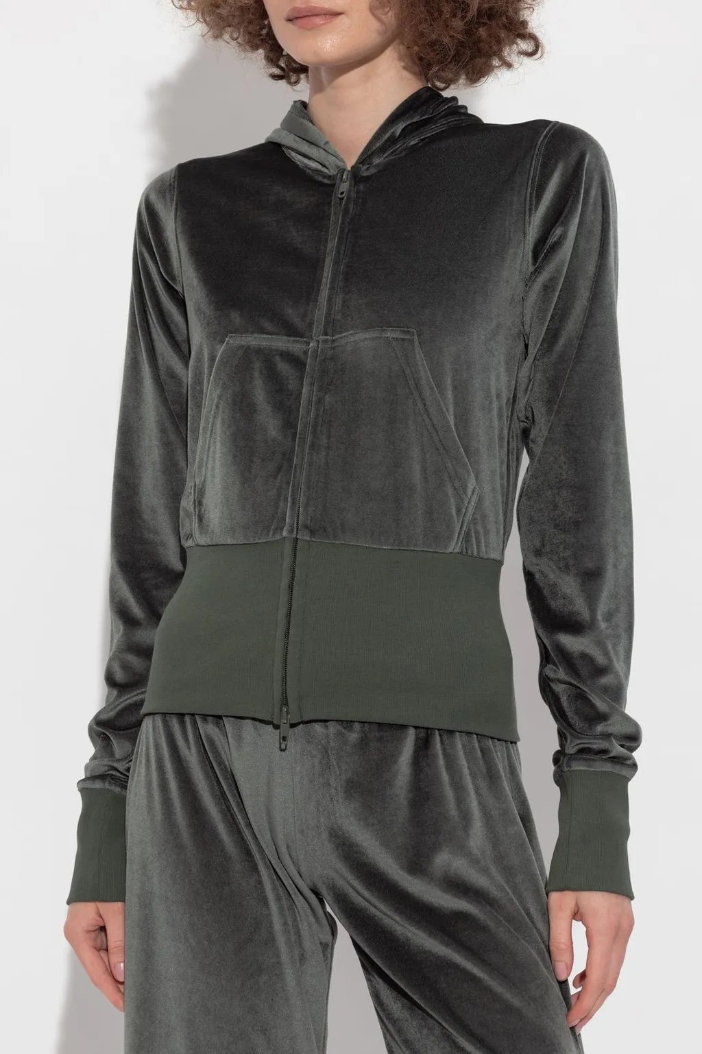 Velvet Zip-Up Hooded Jacket