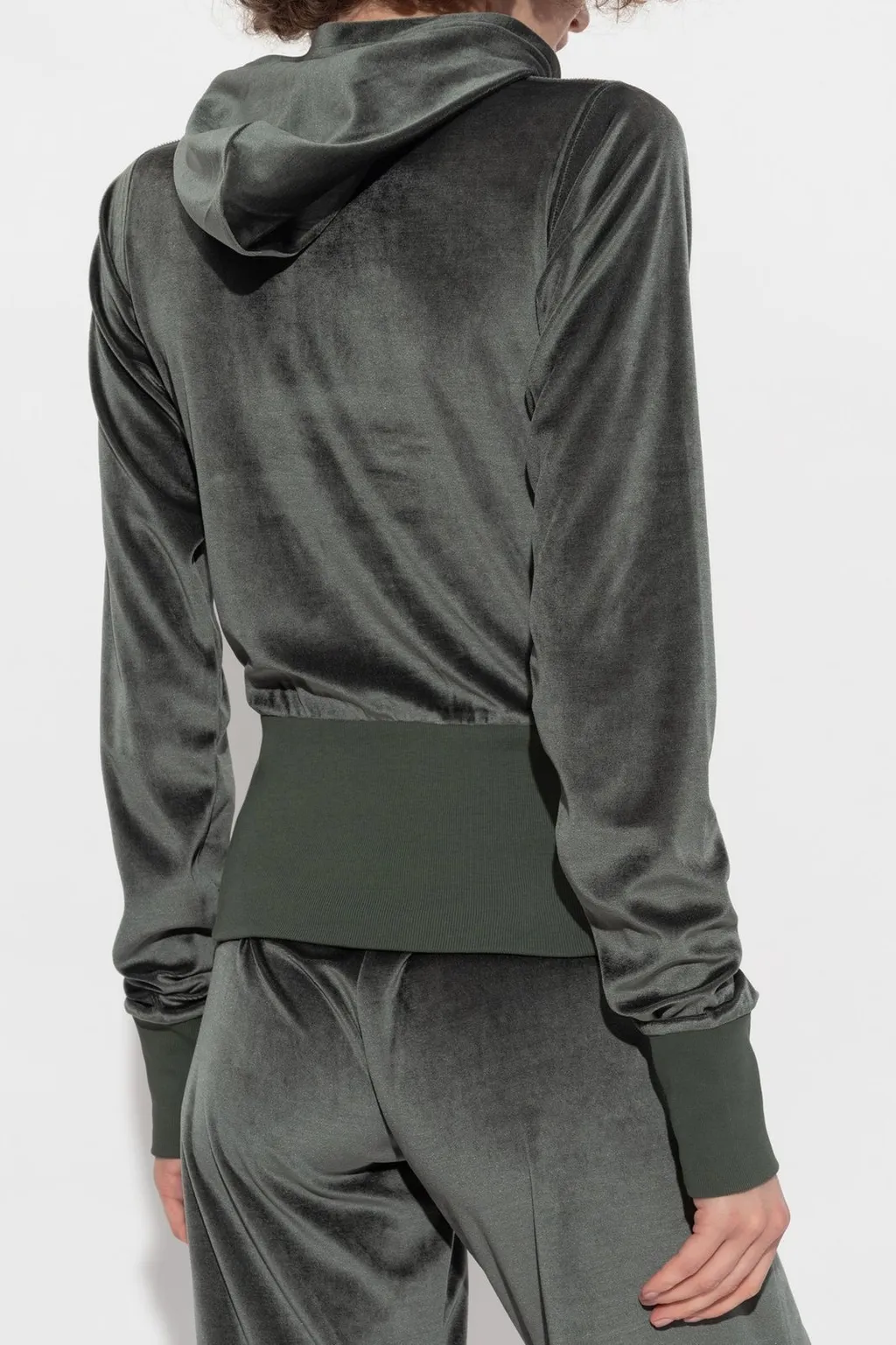 Velvet Zip-Up Hooded Jacket