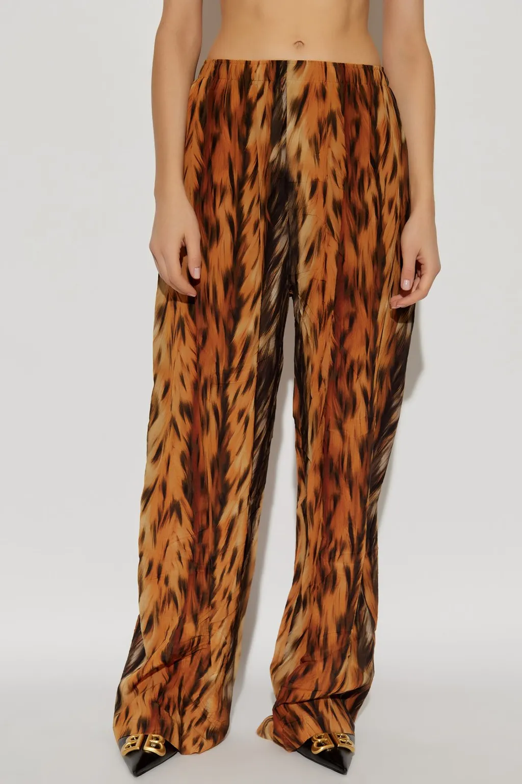 Fur Print Straight-Leg Pants