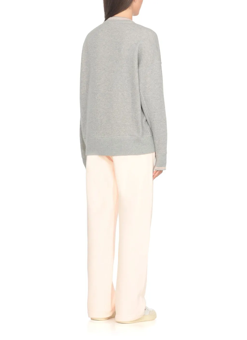 Check-Pattern Embroidered Long Sleeved Sweatshirt