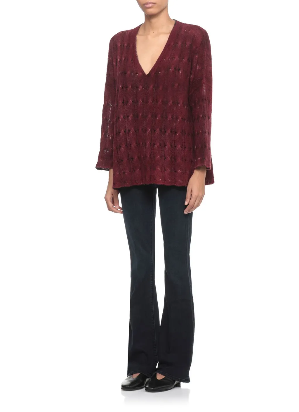 Woven V-Neck Knitwear