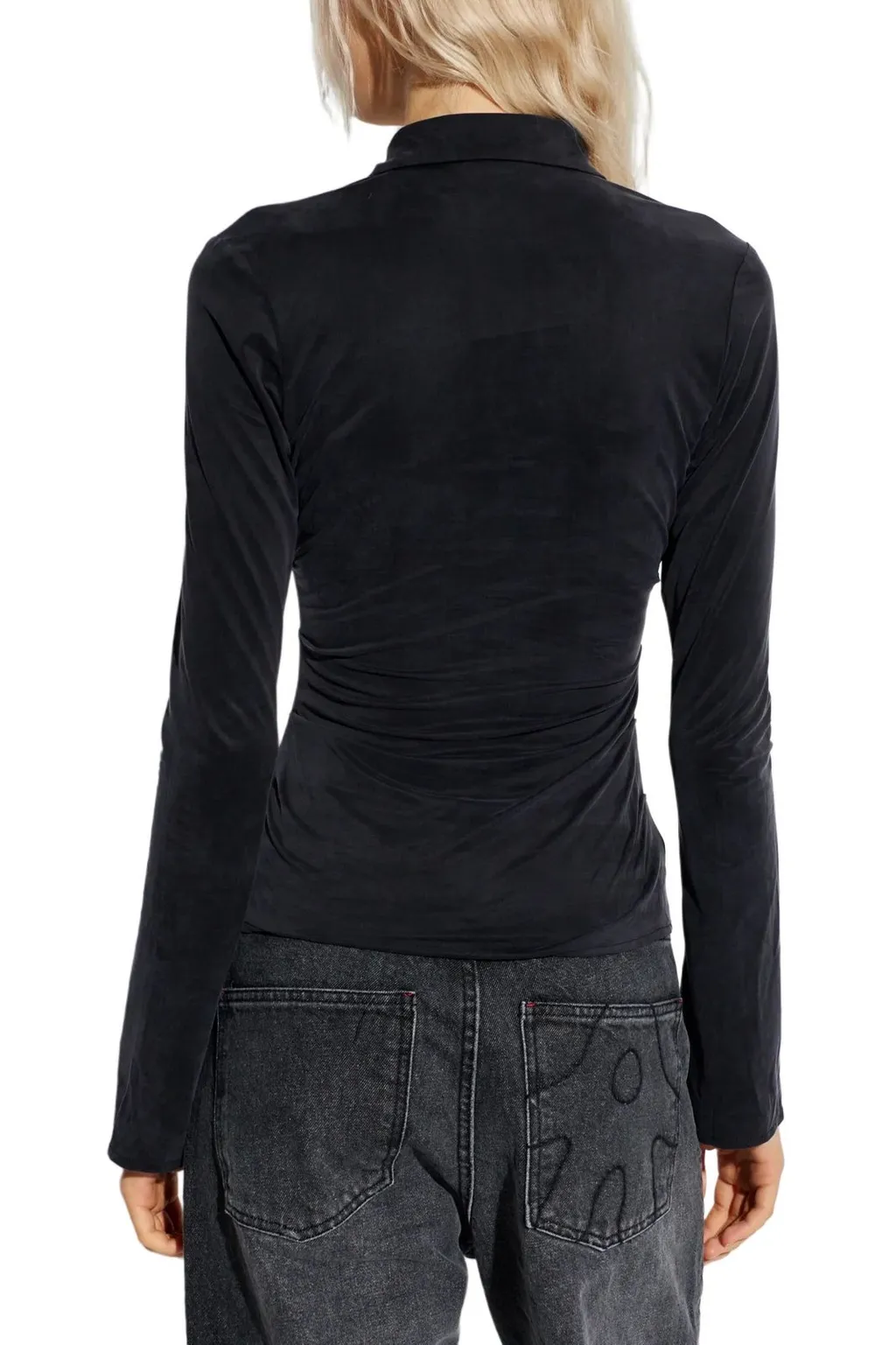 Draped Button-Up Top