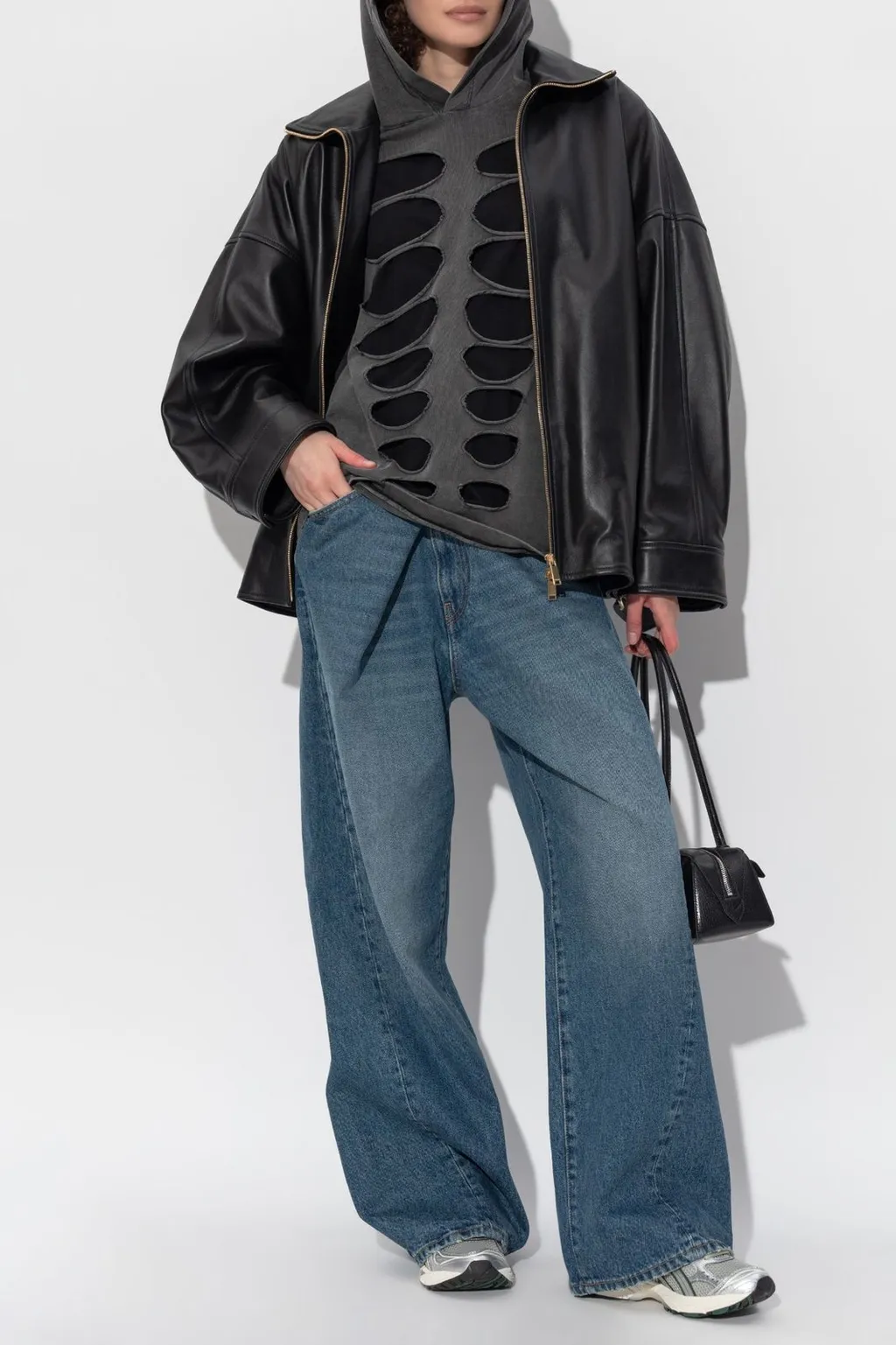 Cut-Out Hooded T-Shirt