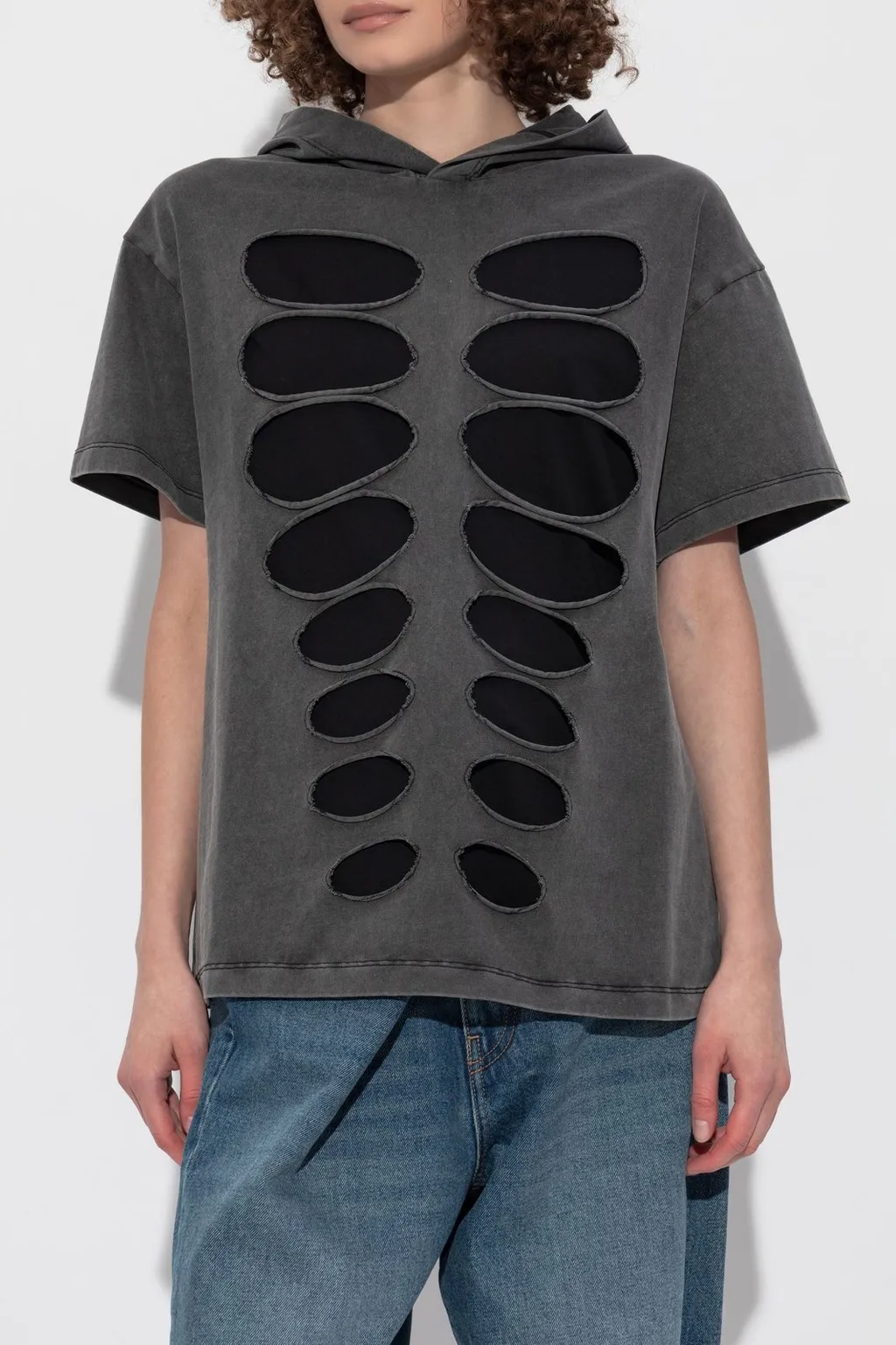 Cut-Out Hooded T-Shirt