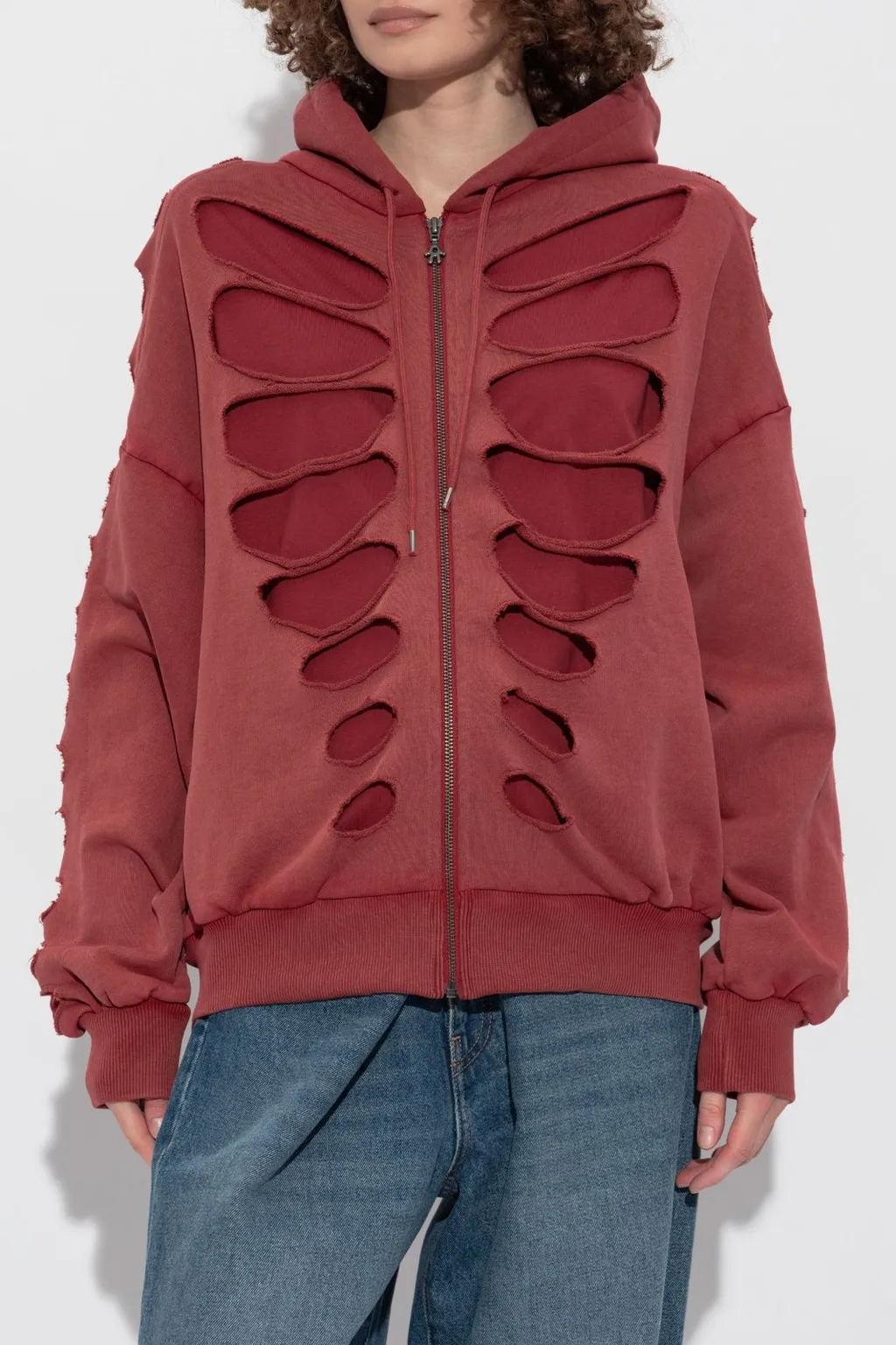 Cut-Out Zip-Up Sweater