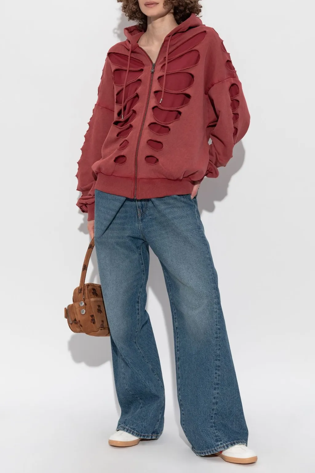 Cut-Out Zip-Up Sweater