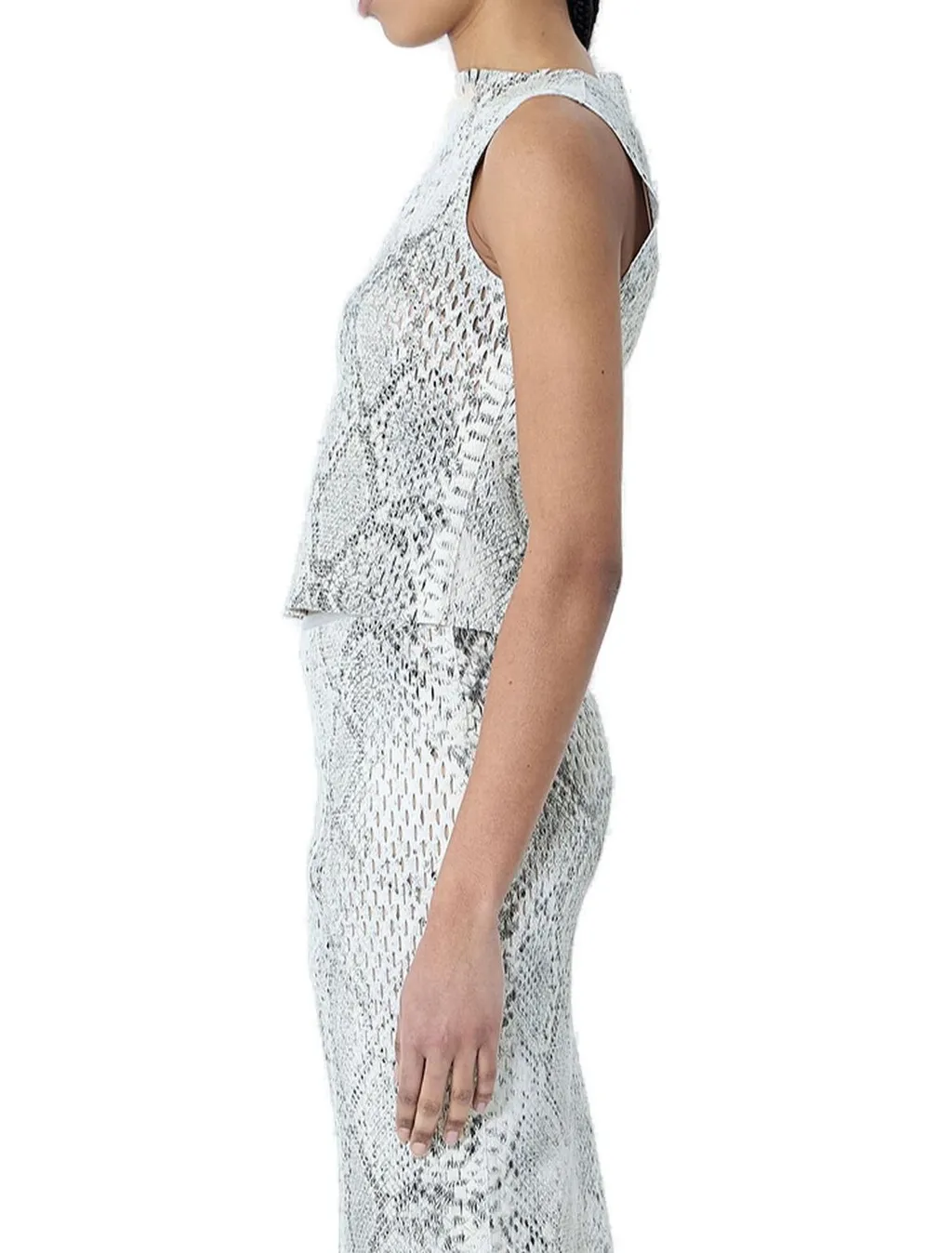 Printed Mock-Neck Tank Top