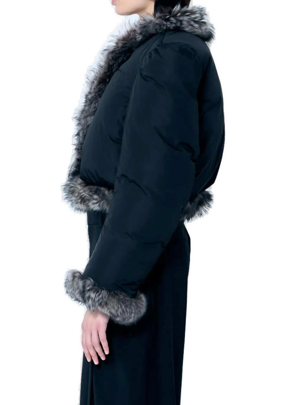 Fur Trim Cardigan Puffer Coat