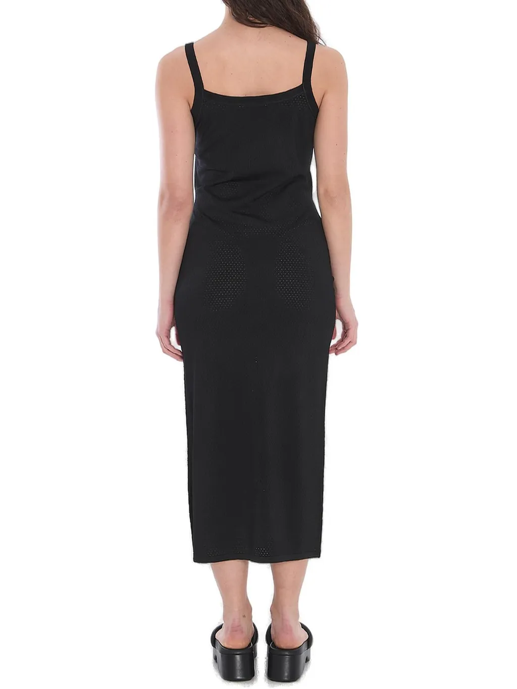 3D Logo Mesh Sleeveless Midi Dress