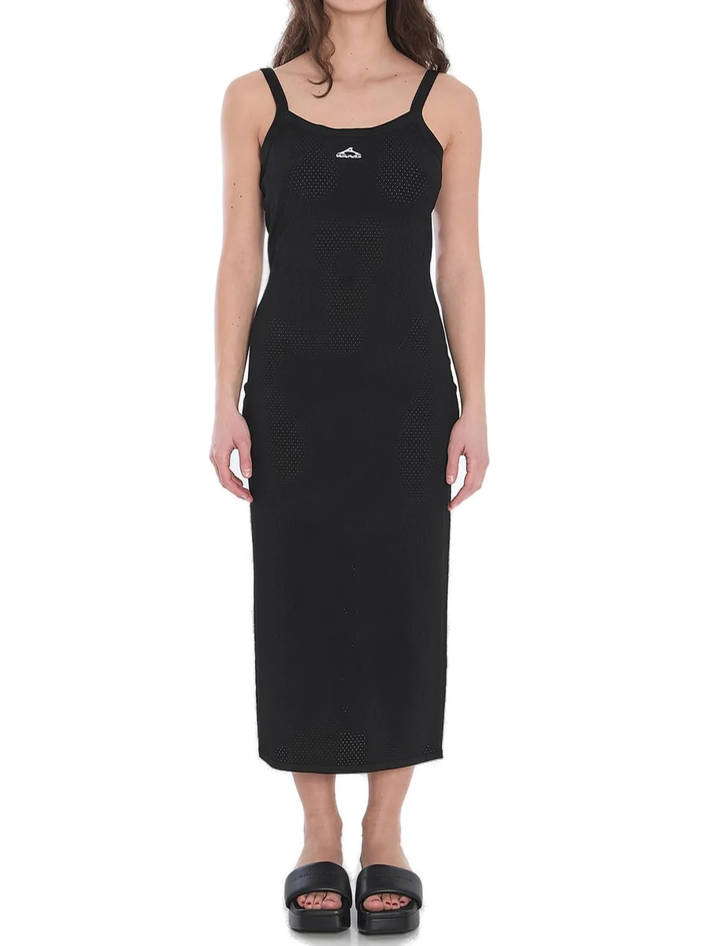 3D Logo Mesh Sleeveless Midi Dress