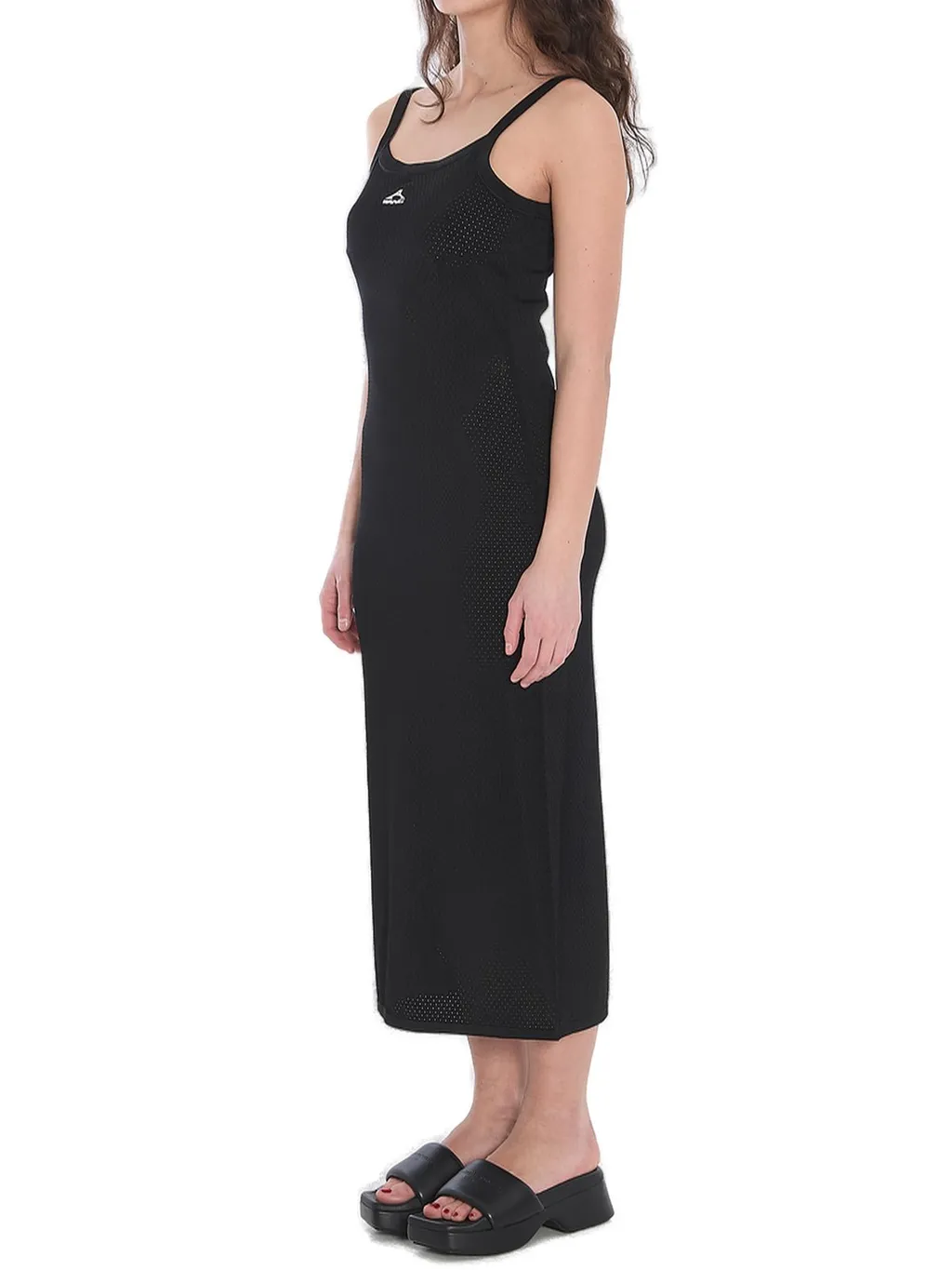 3D Logo Mesh Sleeveless Midi Dress