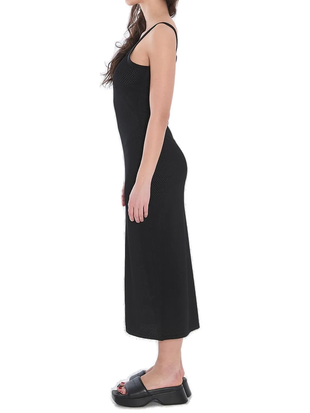 3D Logo Mesh Sleeveless Midi Dress