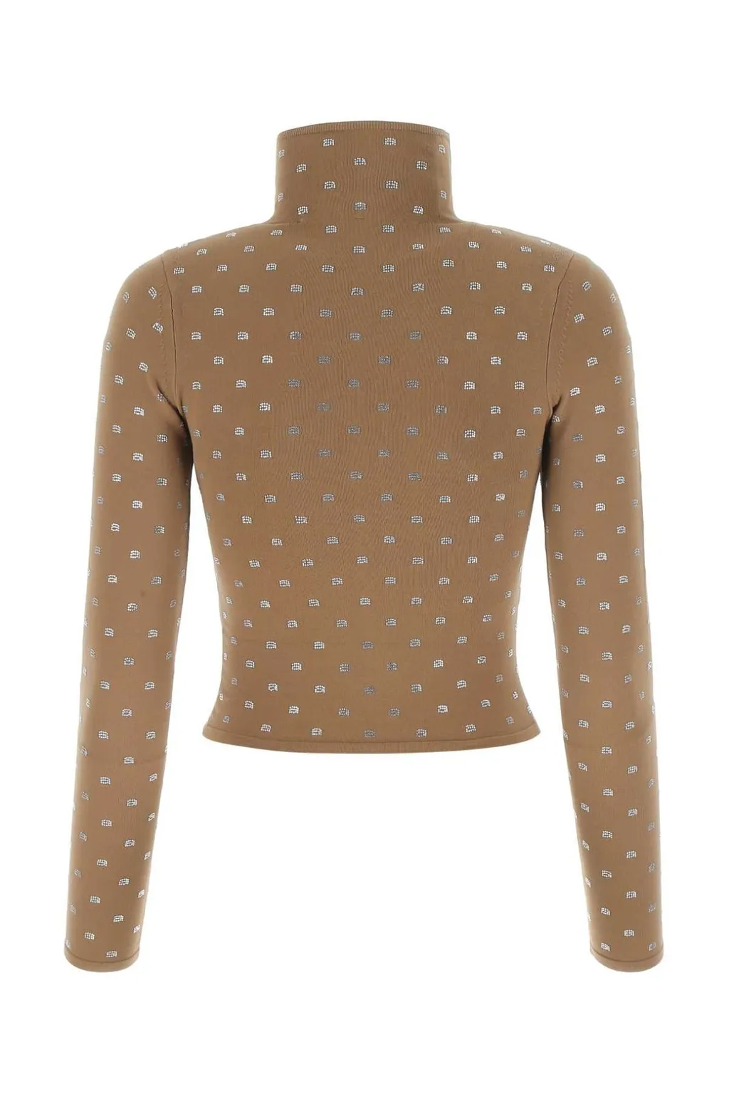 Allover Logo Embellished Turtleneck Top