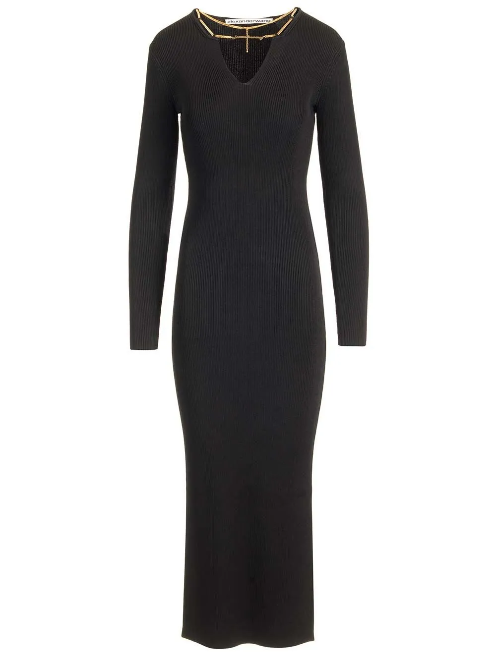 V-Neck Chain-Detailed Maxi Dress