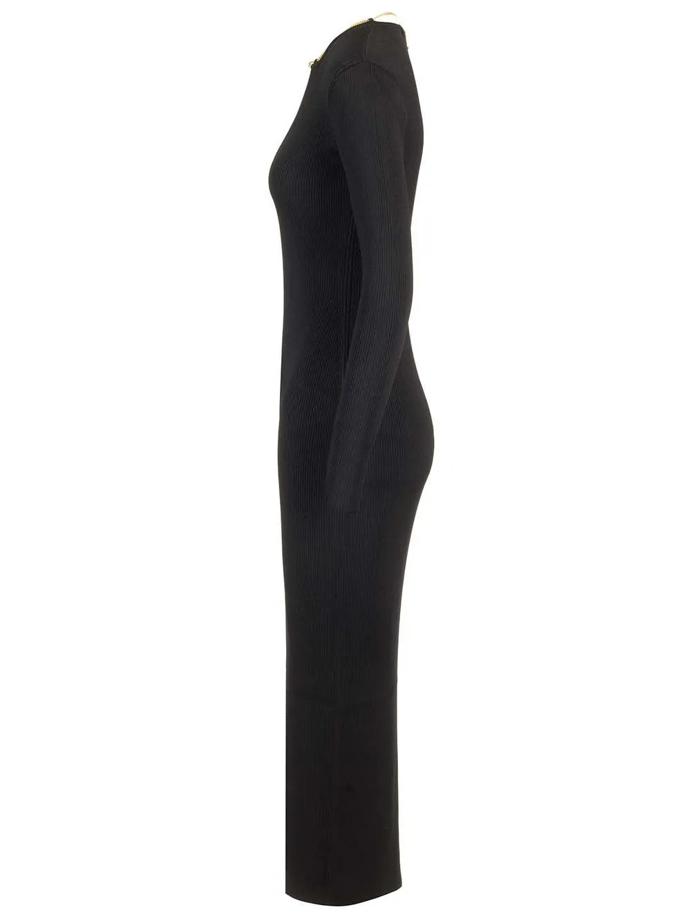 V-Neck Chain-Detailed Maxi Dress