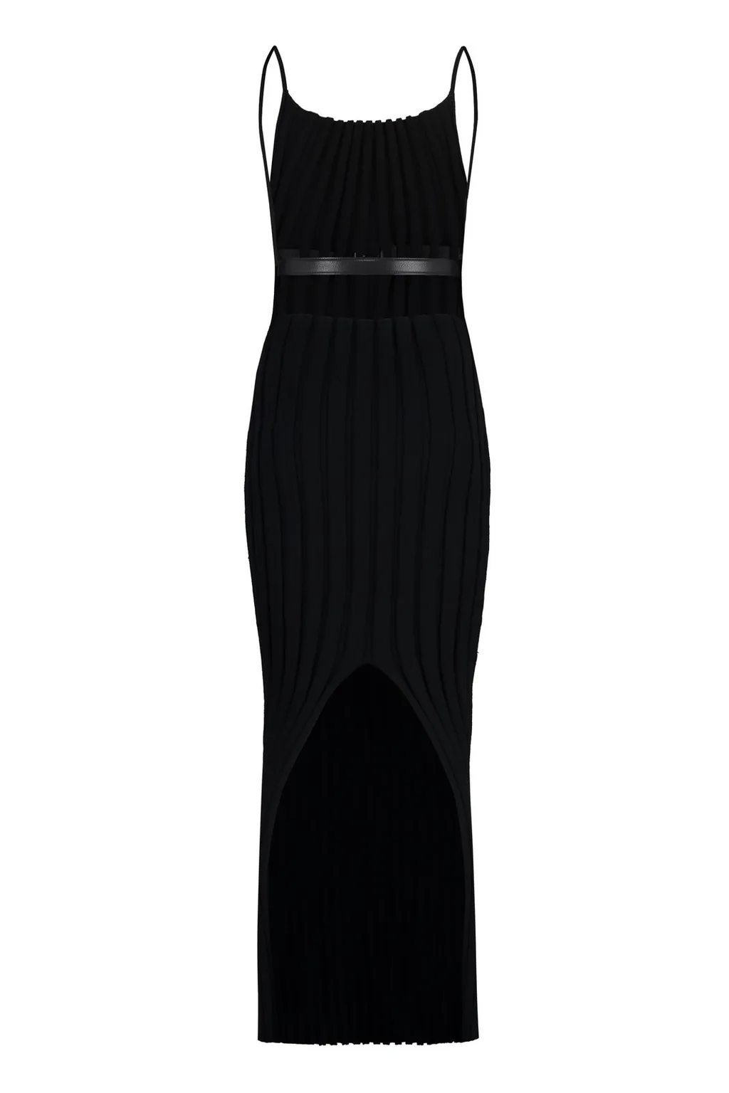 Belted Square-Neck Dress