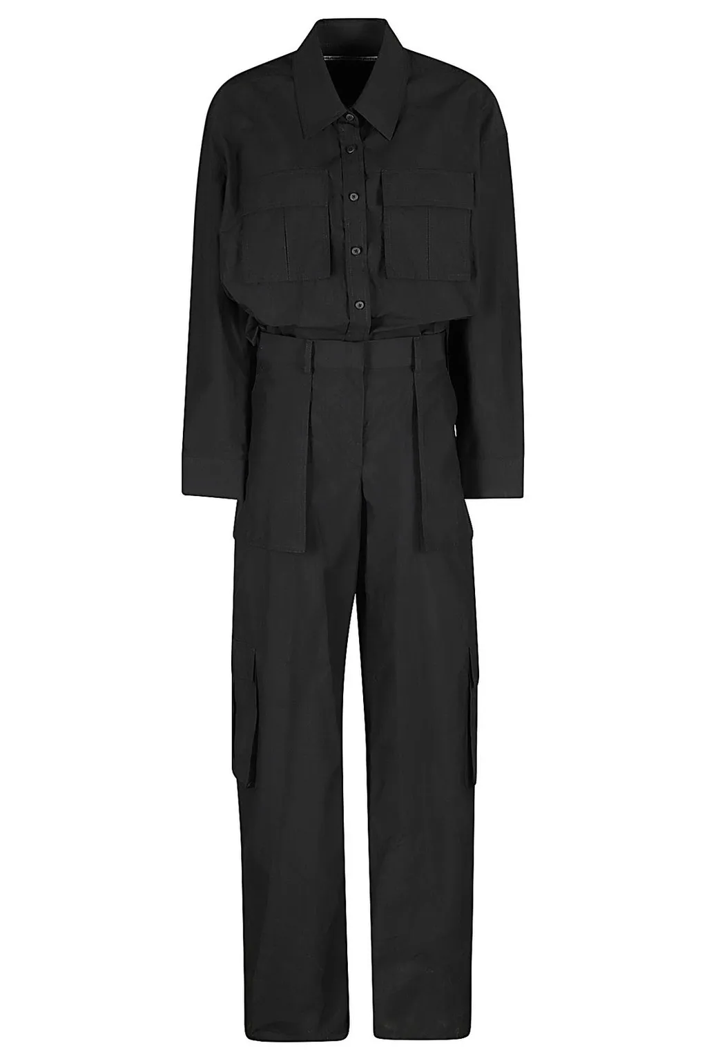 Button Up Cargo Jumpsuit