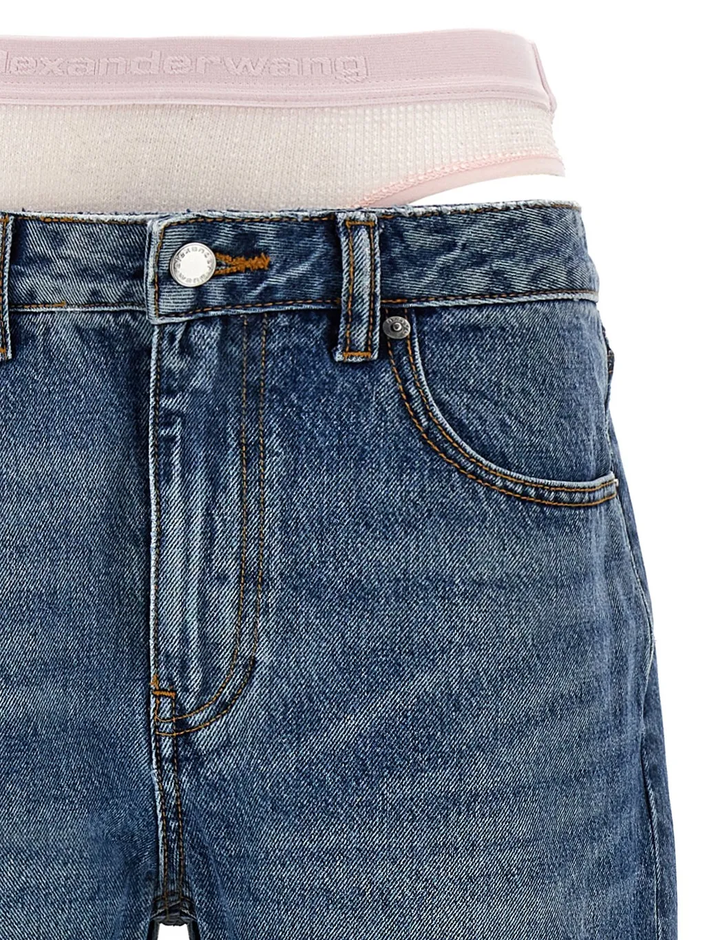 Layered Underwear Straight-Leg Jeans