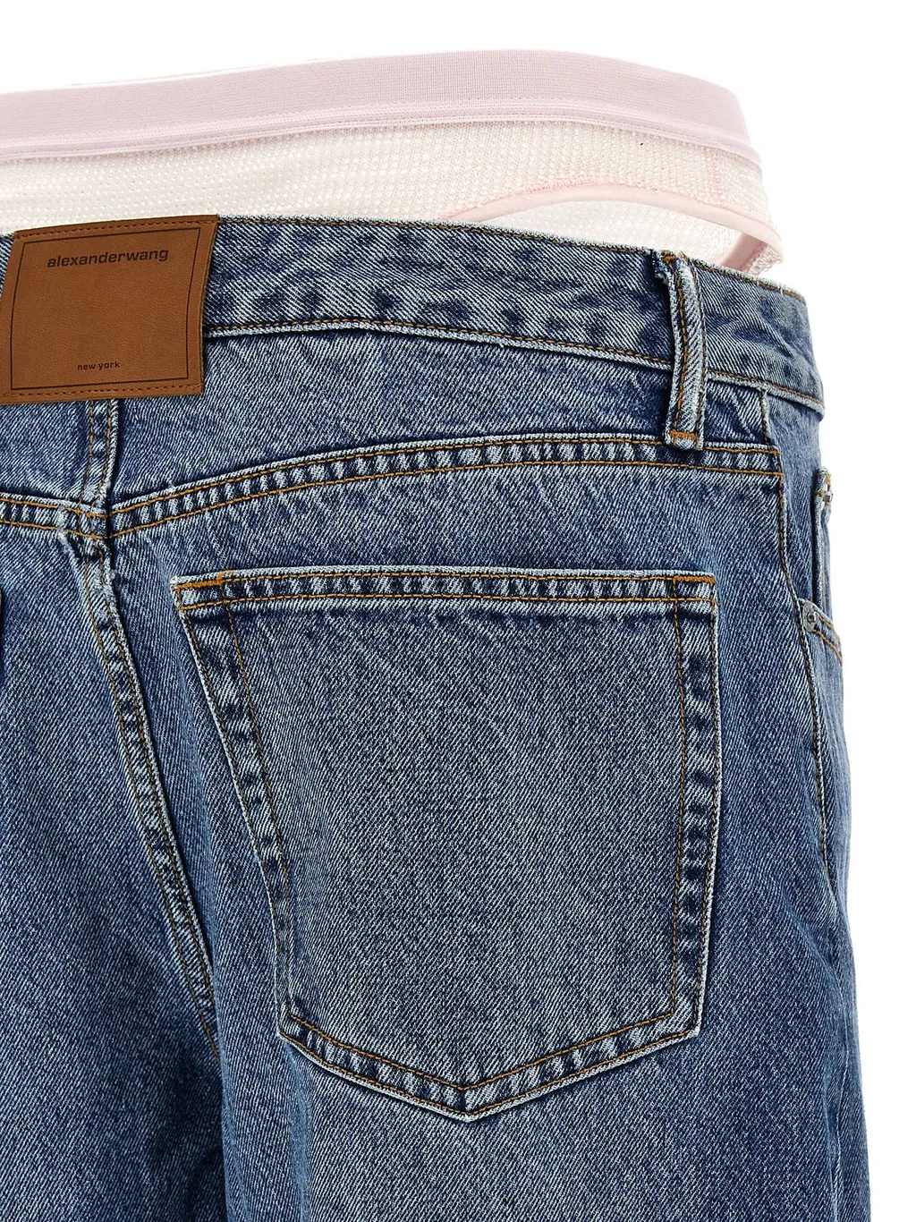 Layered Underwear Straight-Leg Jeans