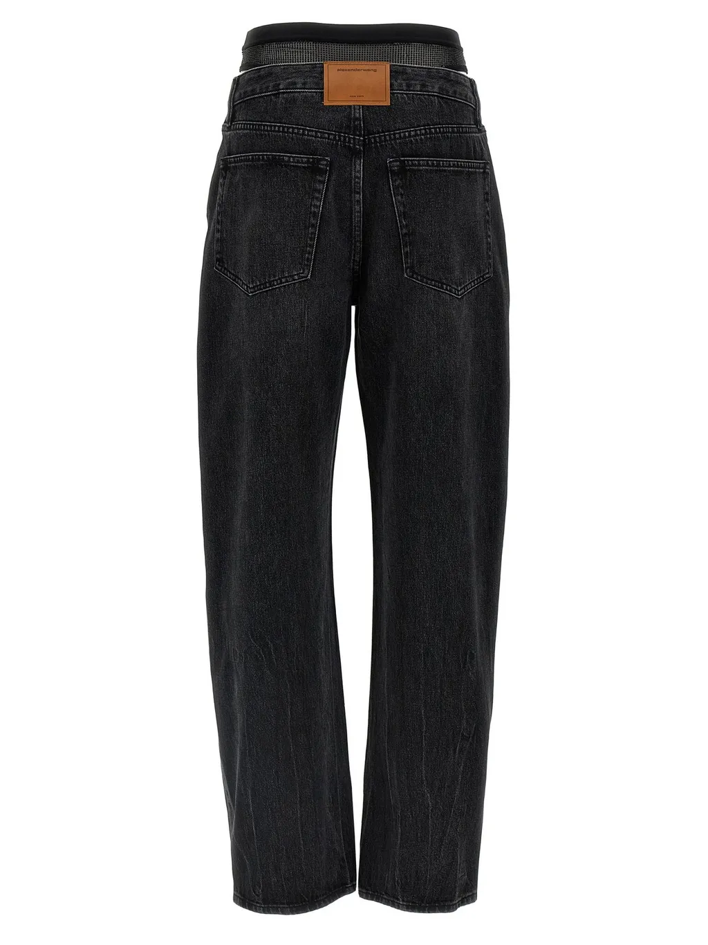 Pre-Styled Straight-Leg Slit-Hem Jeans