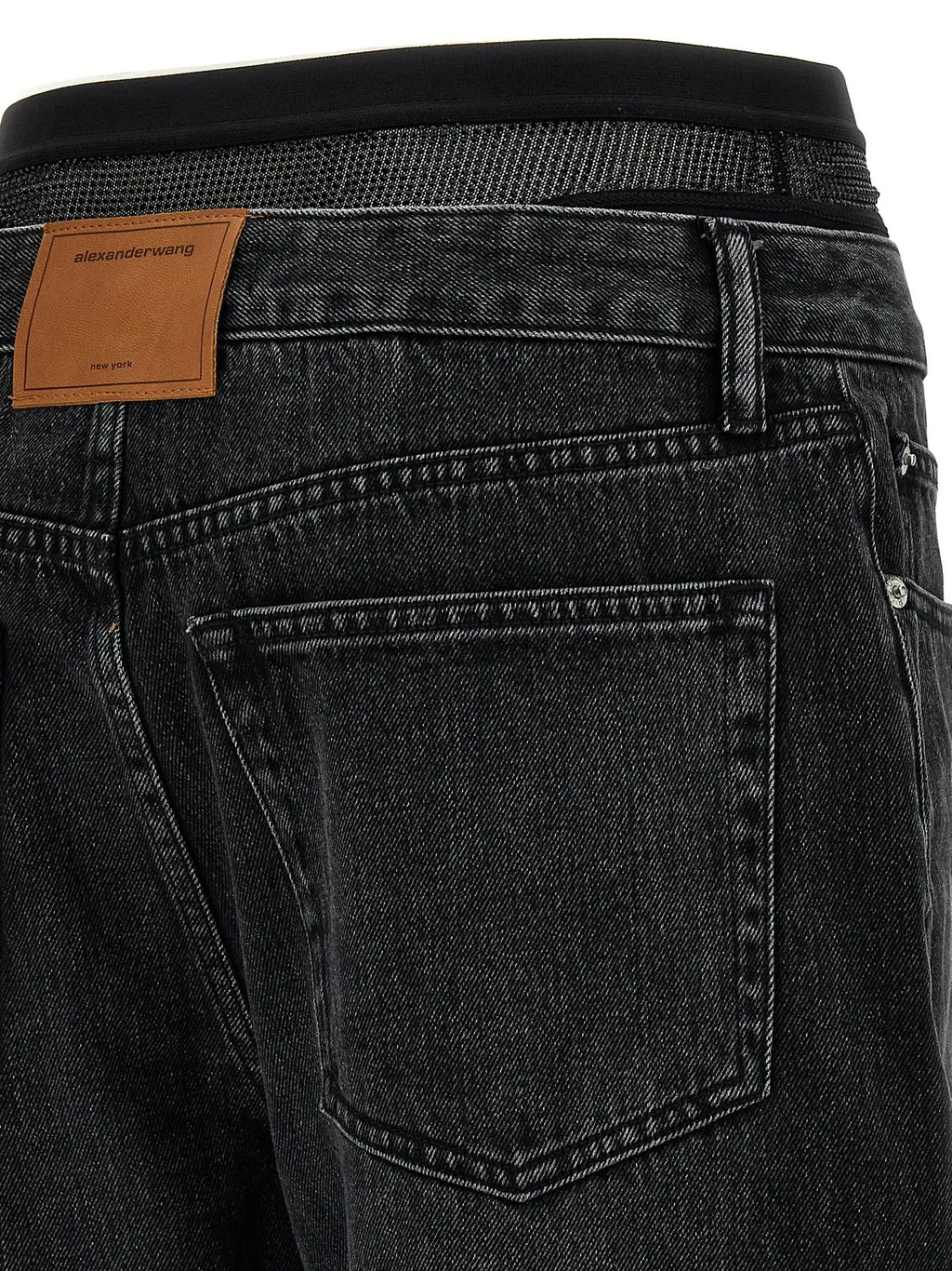 Pre-Styled Straight-Leg Slit-Hem Jeans