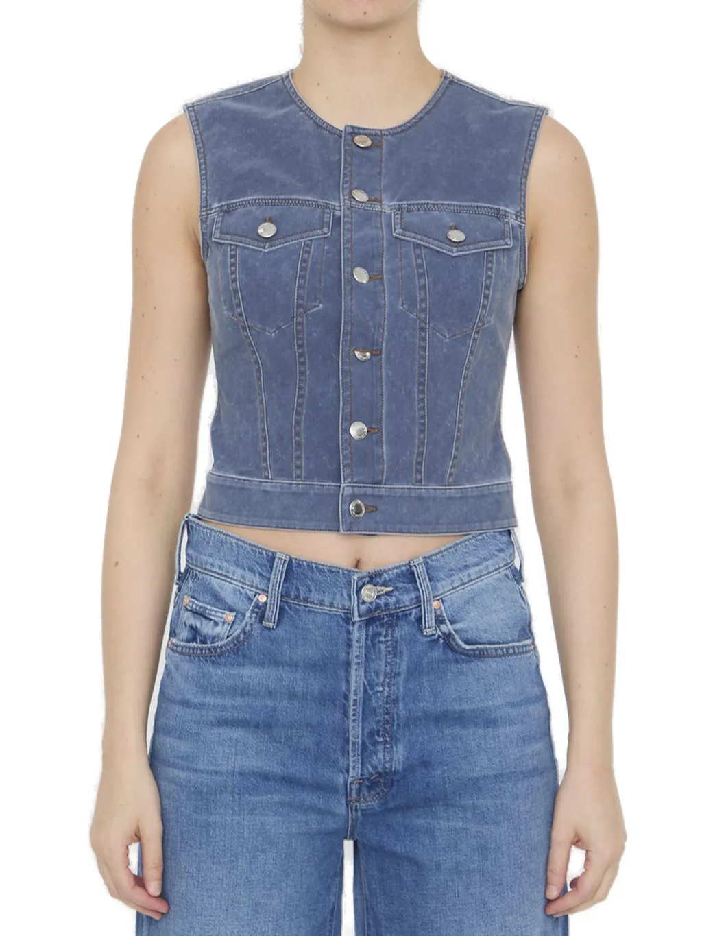 Button-Up Denim Vest