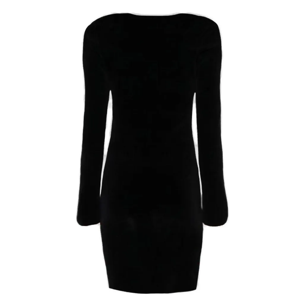 Logo Embroidered Long-Sleeved Dress