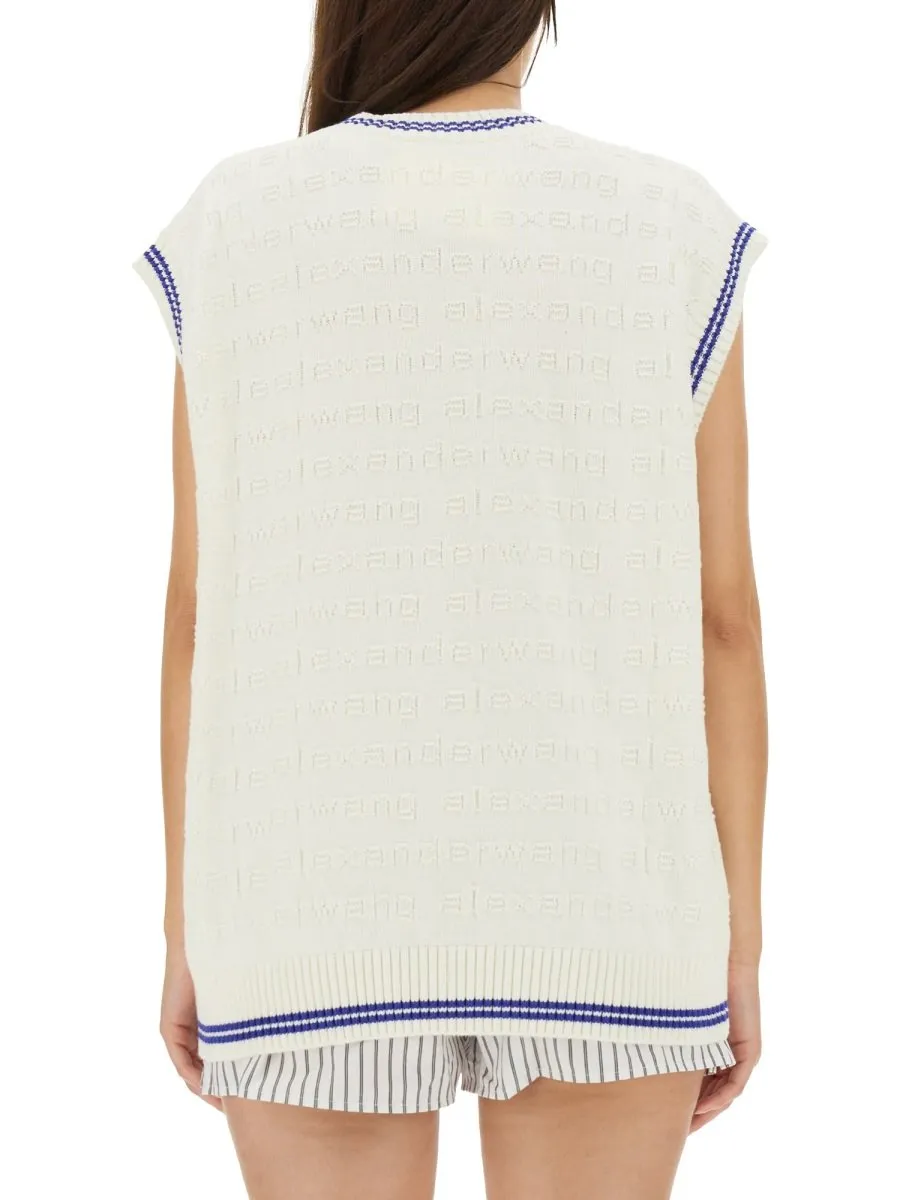 Logo Detailed V-Neck Vest