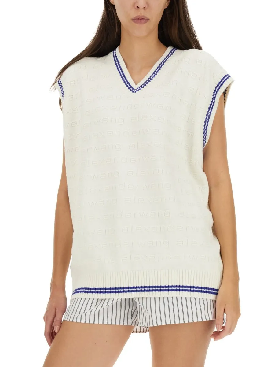 Logo Detailed V-Neck Vest