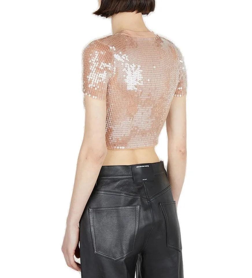 Sequin Embellished Crewneck T-Shirt