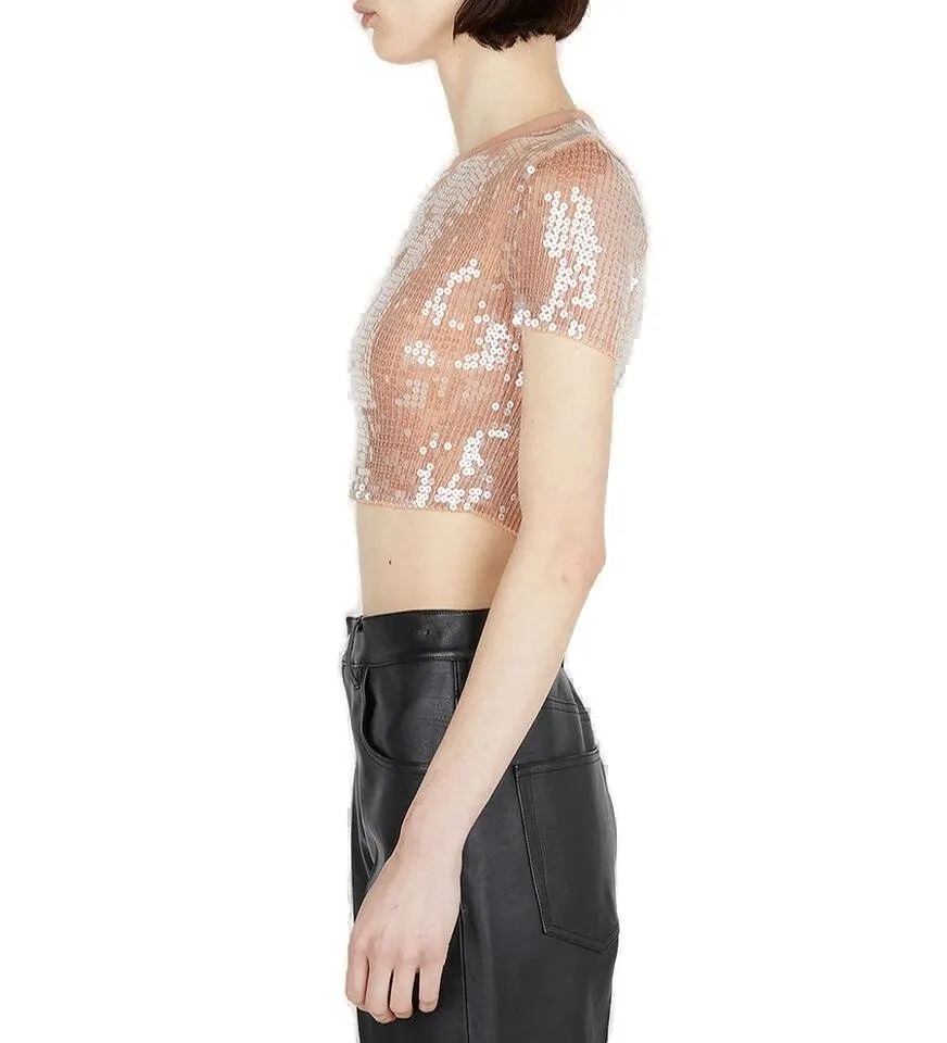 Sequin Embellished Crewneck T-Shirt