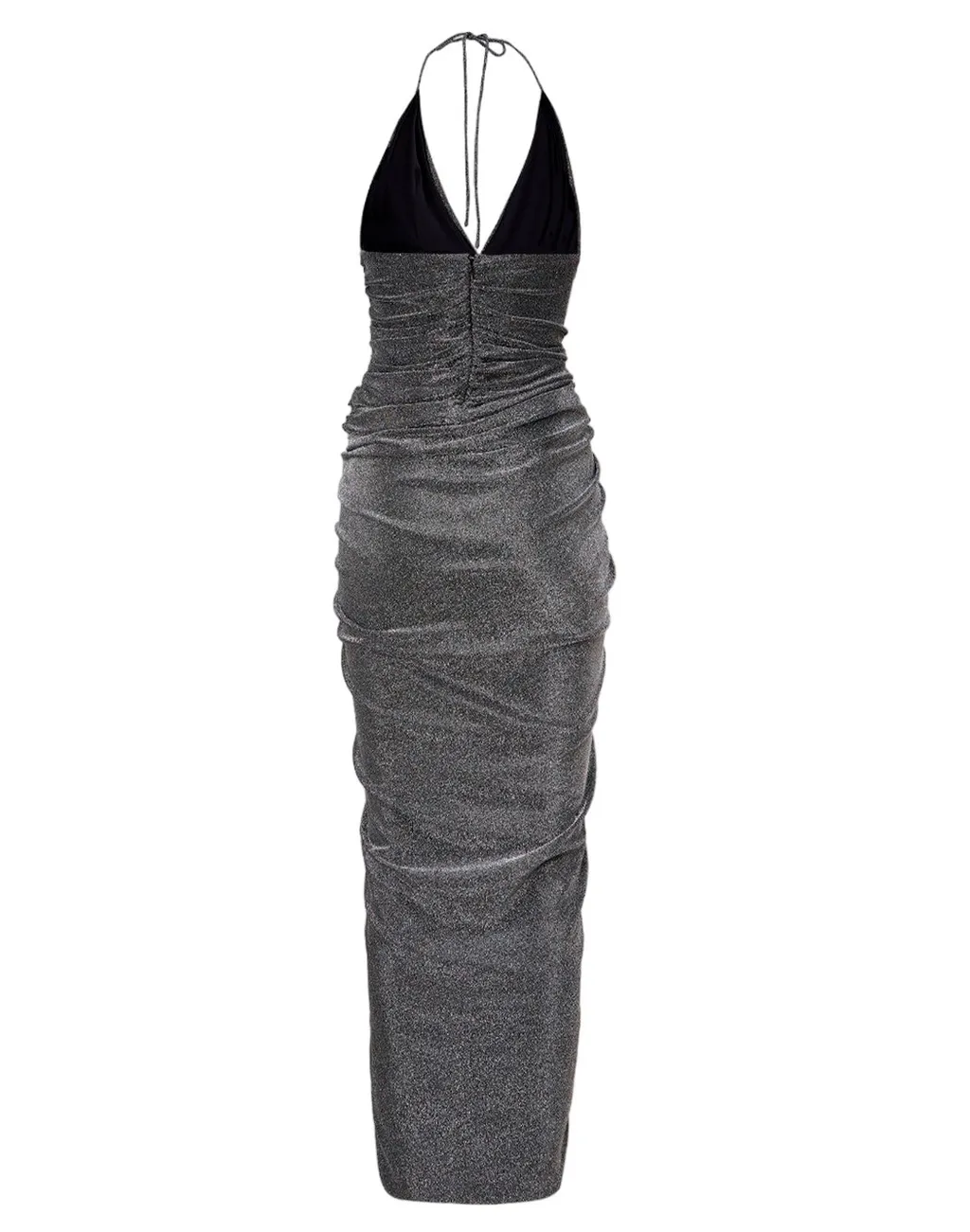 Halterneck Draped V-Neck Dress