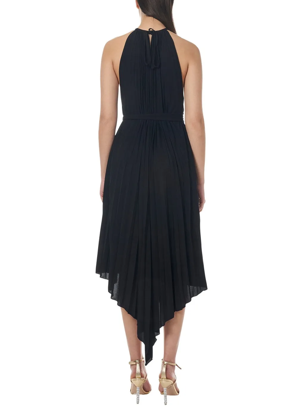 Halterneck Pleated Midi Dress