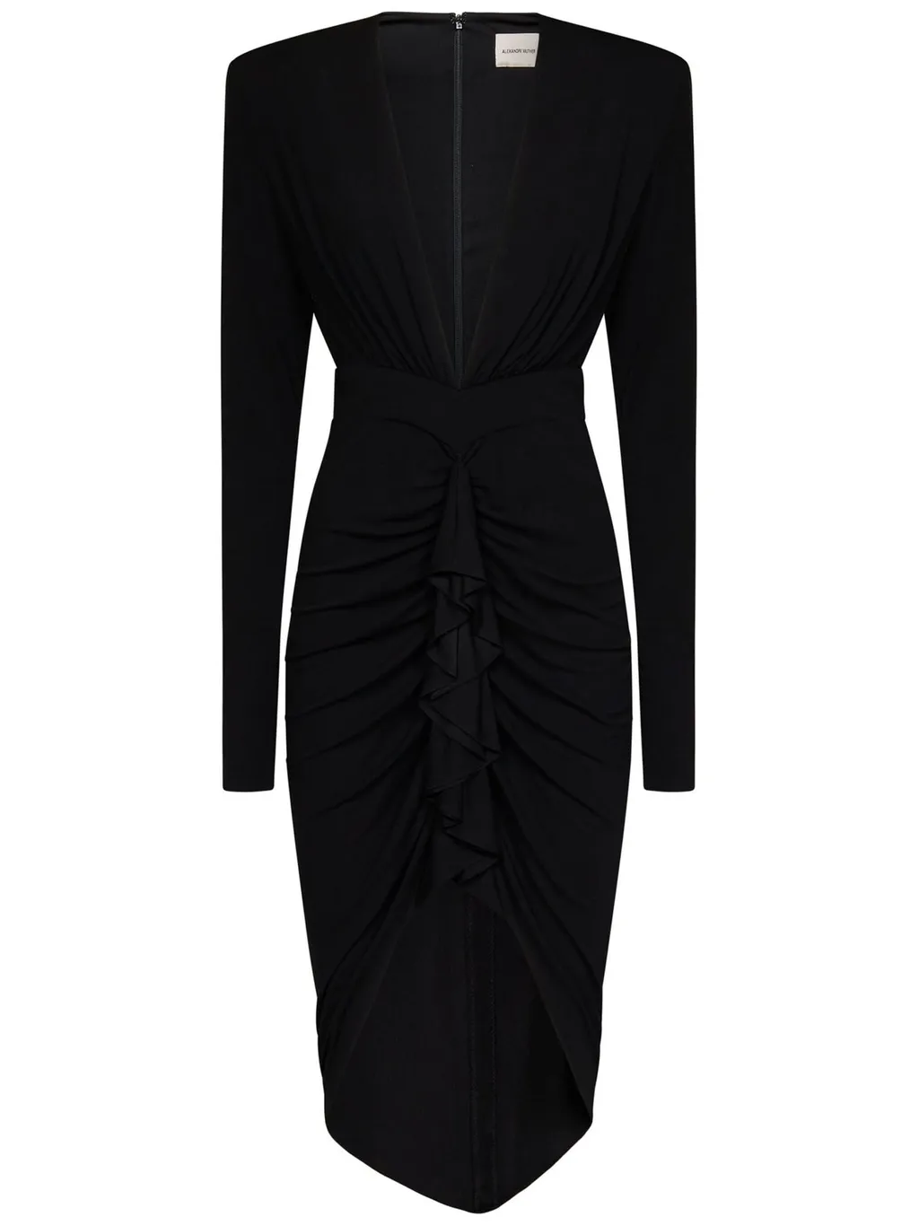 Gathered V-Neck Midi Dress