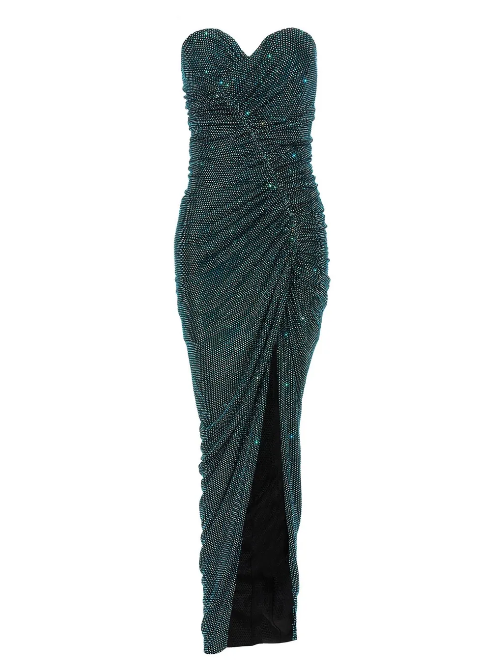 Embellished Ruched Strapless Maxi Dress